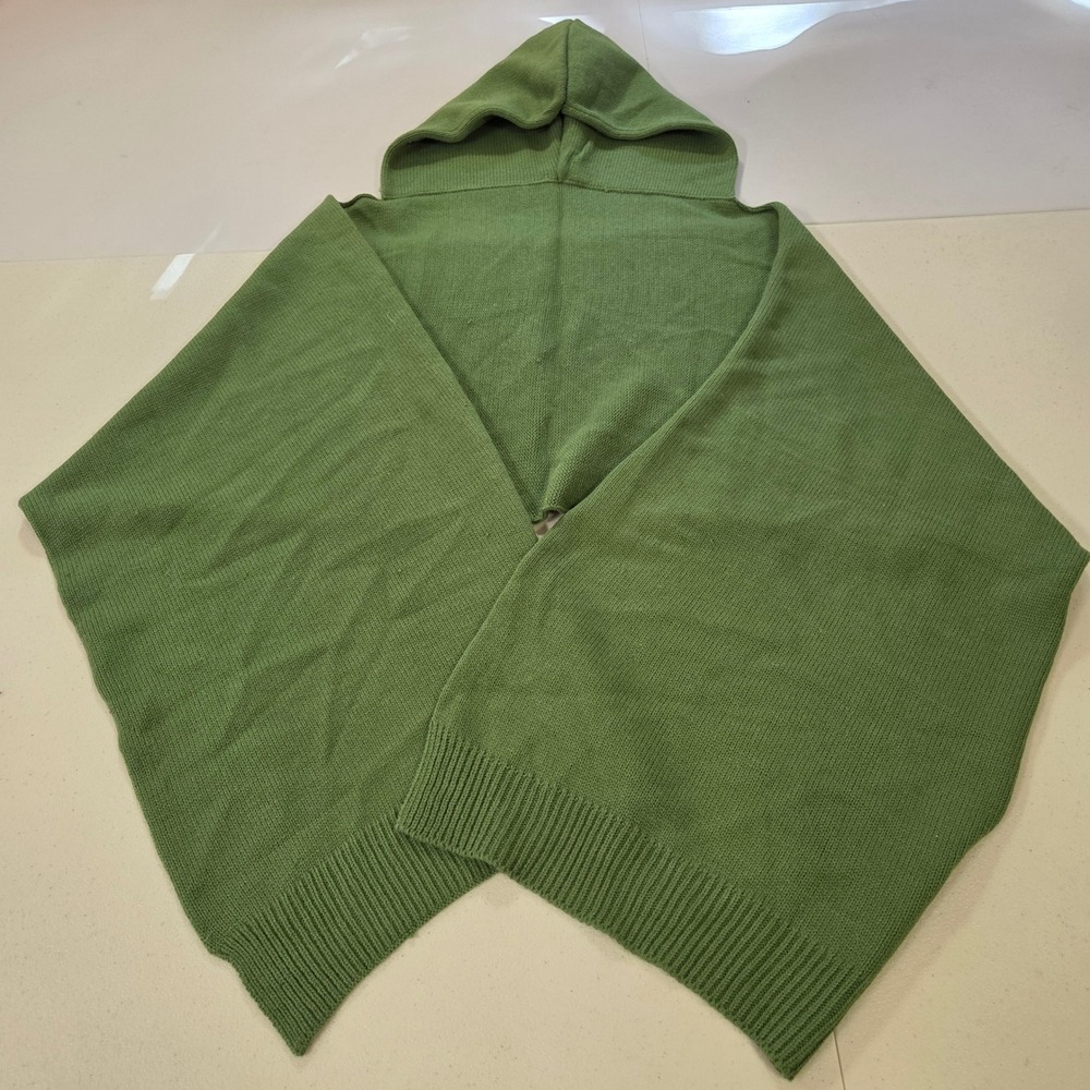 Sage Green Knit Hooded Scarf Wrap Shawl Oversized Cape One Size Gorpcore Fairy